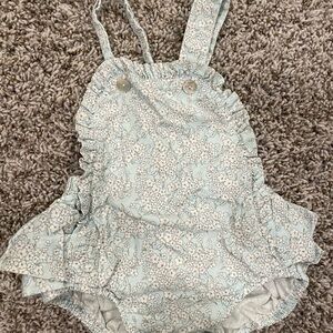 Floral Baby Romper in Light Blue